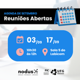 banner mostra informações sobre agenda de reuniões abertas do Nodus em setembro