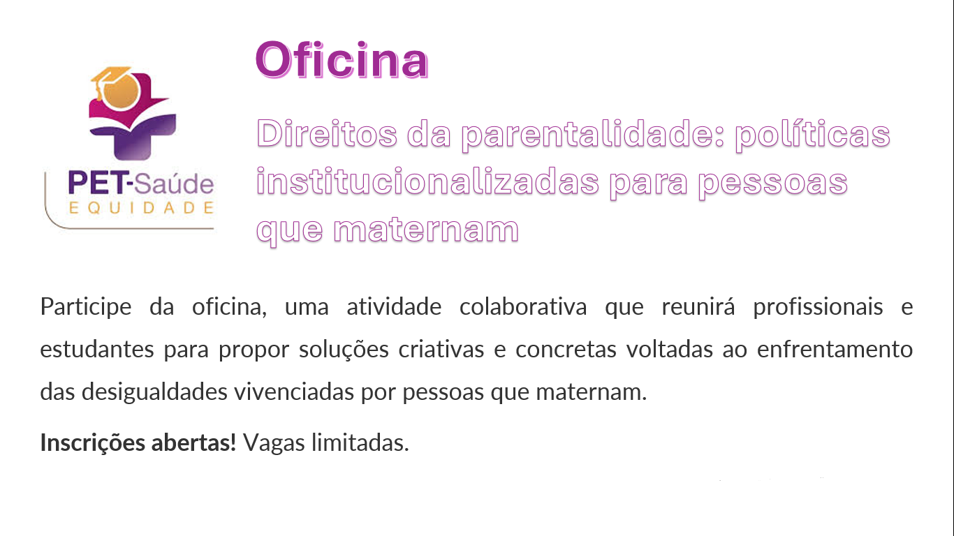 Chamada para inscrição na oficina