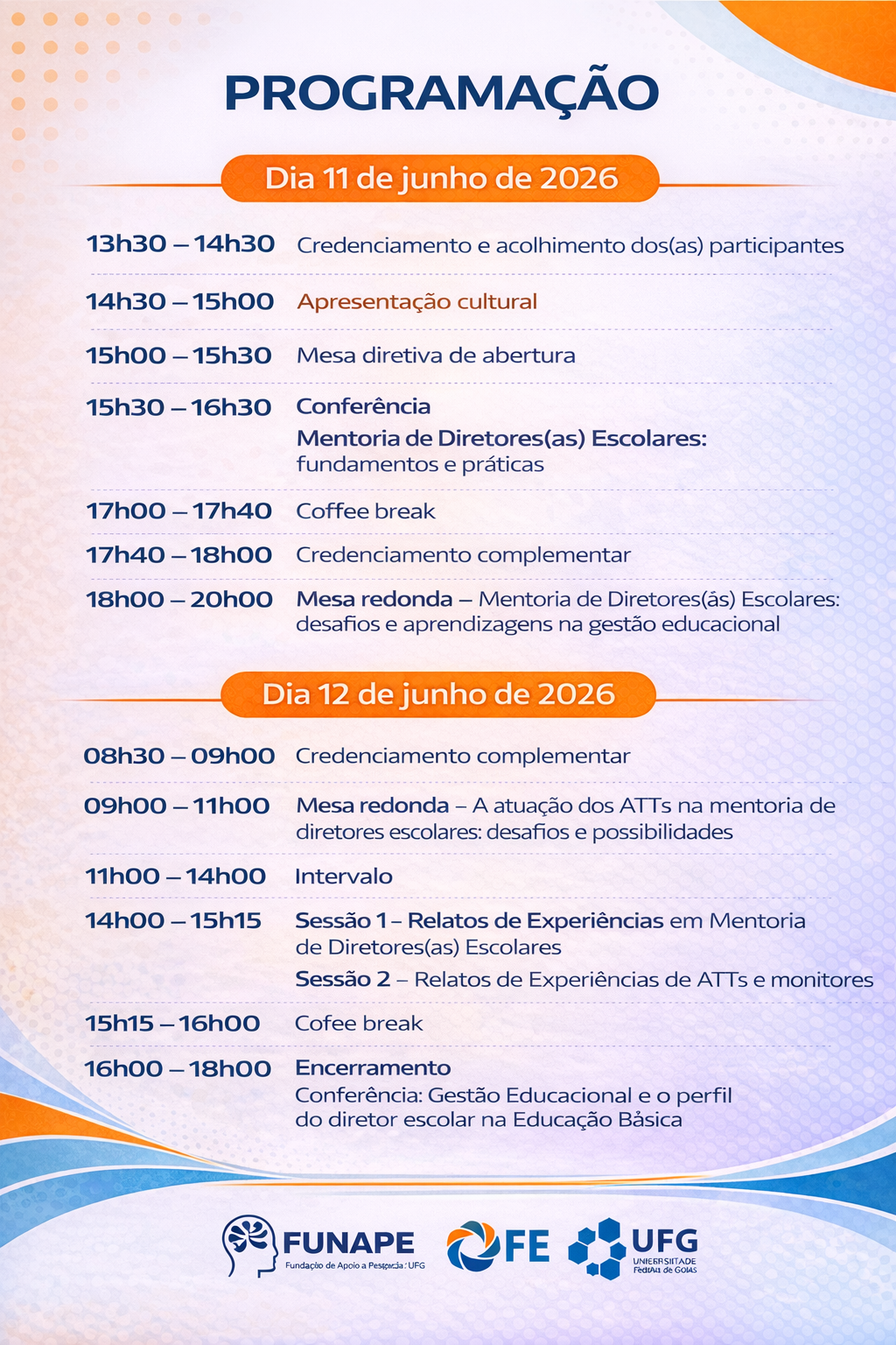 Programação do evento