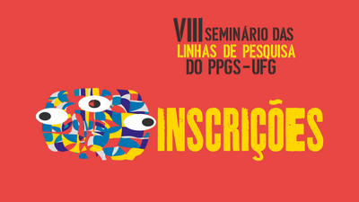 Fundo vermelho com arte abstrata escrito inscrições em amarelo