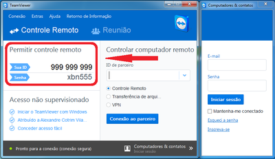 Tela do Team Viewer Tela do Team Viewer