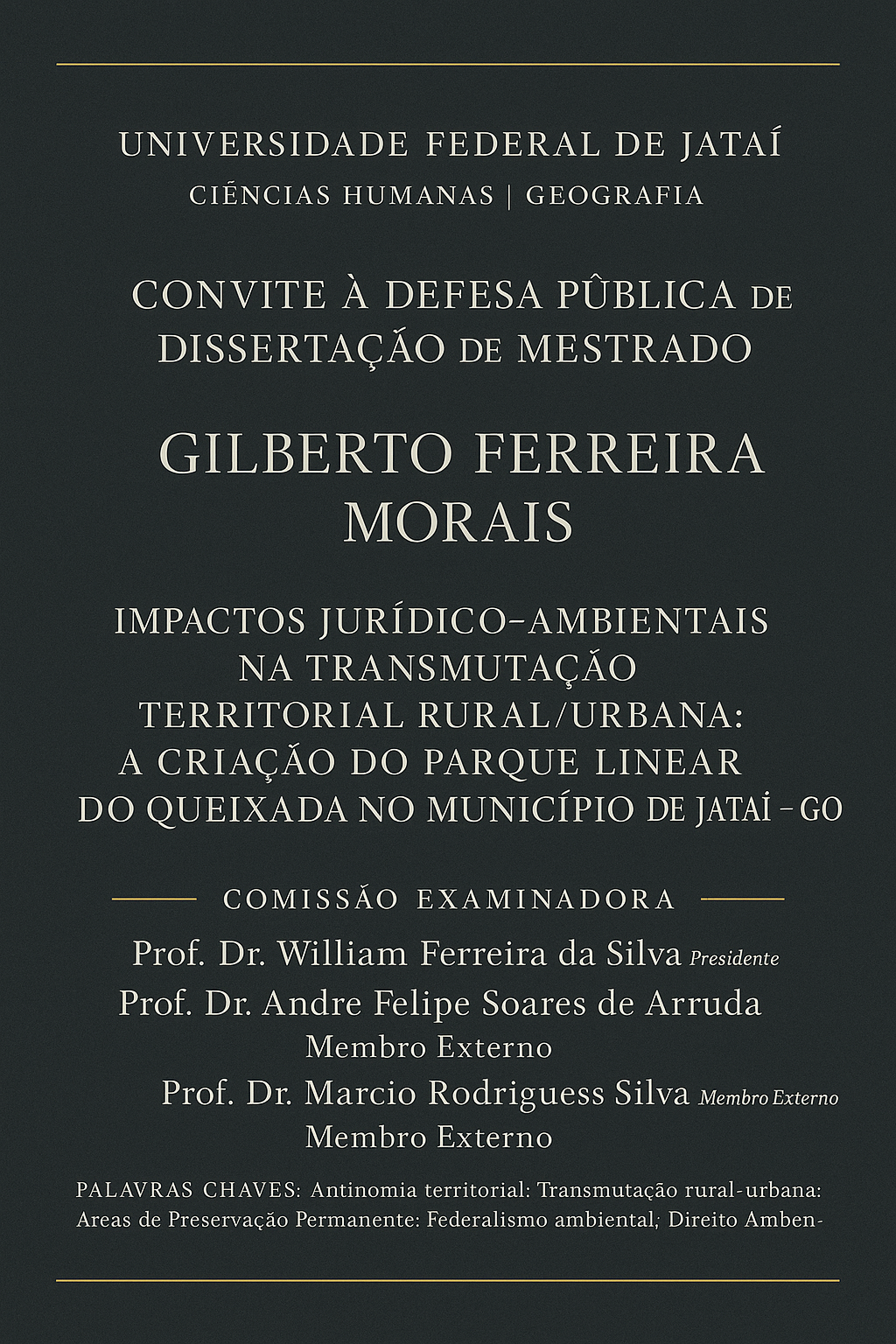 Convite - Defesa Gilberto Ferreira Morais