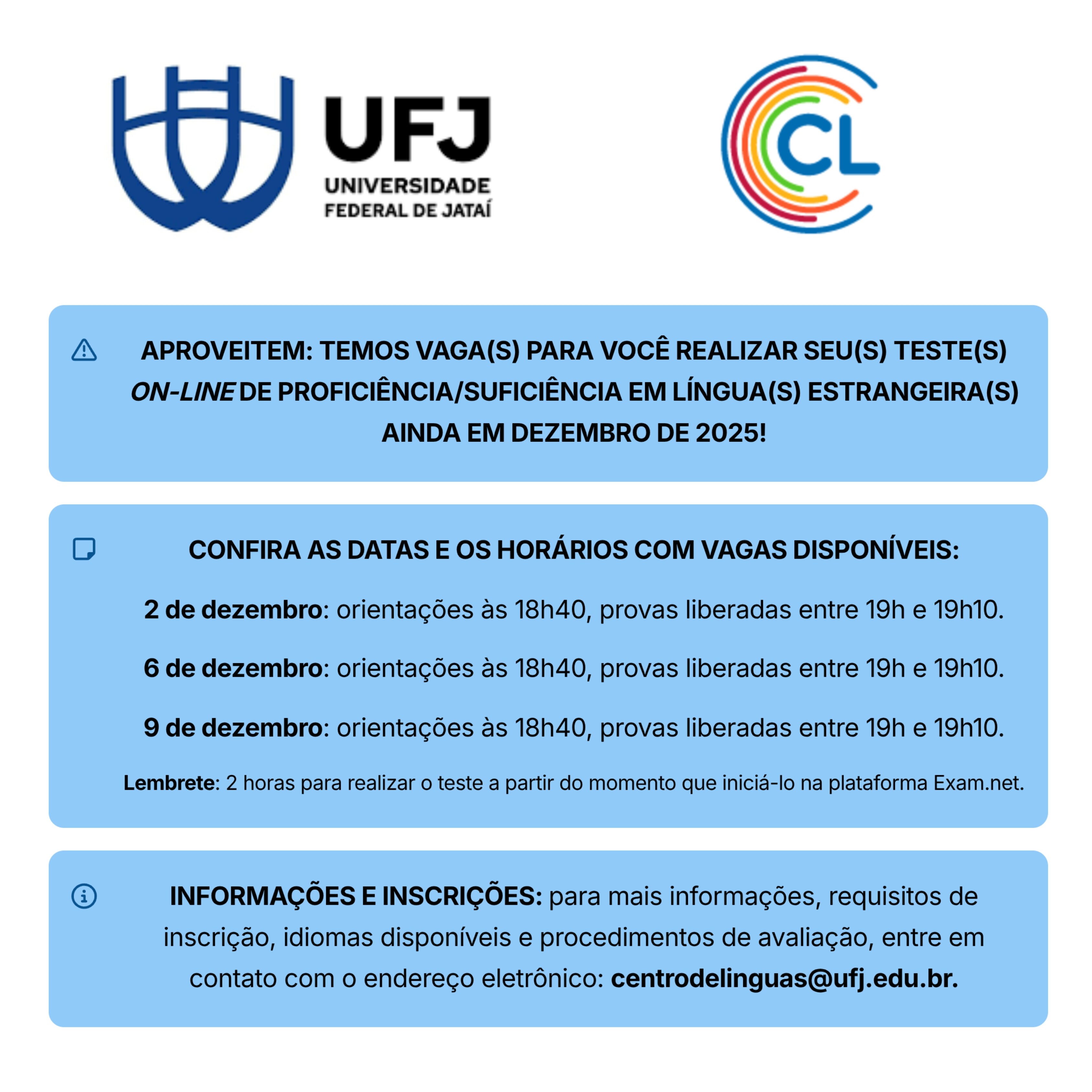Vagas remanescentes (dez. 2025)