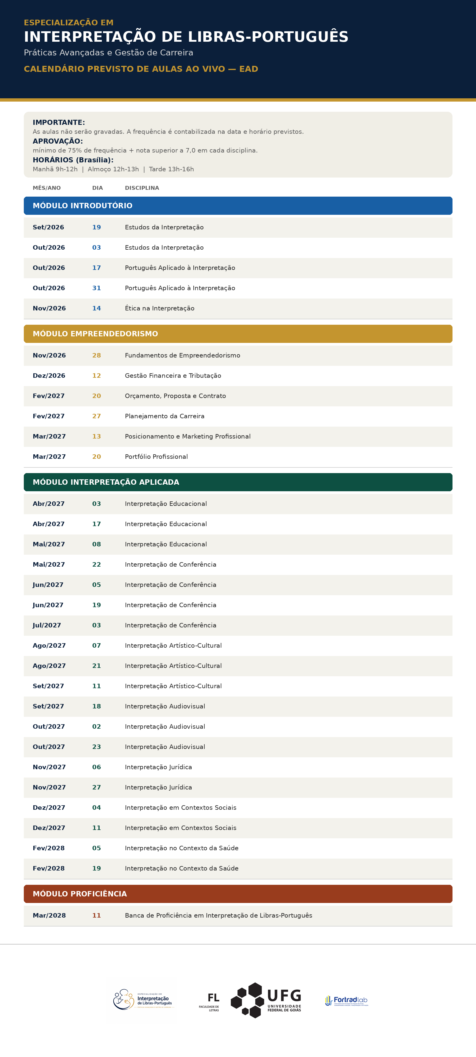 Calendario Turma 1