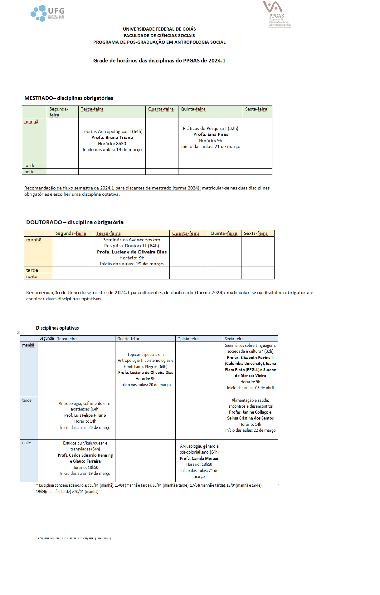 Horarios 2024.1