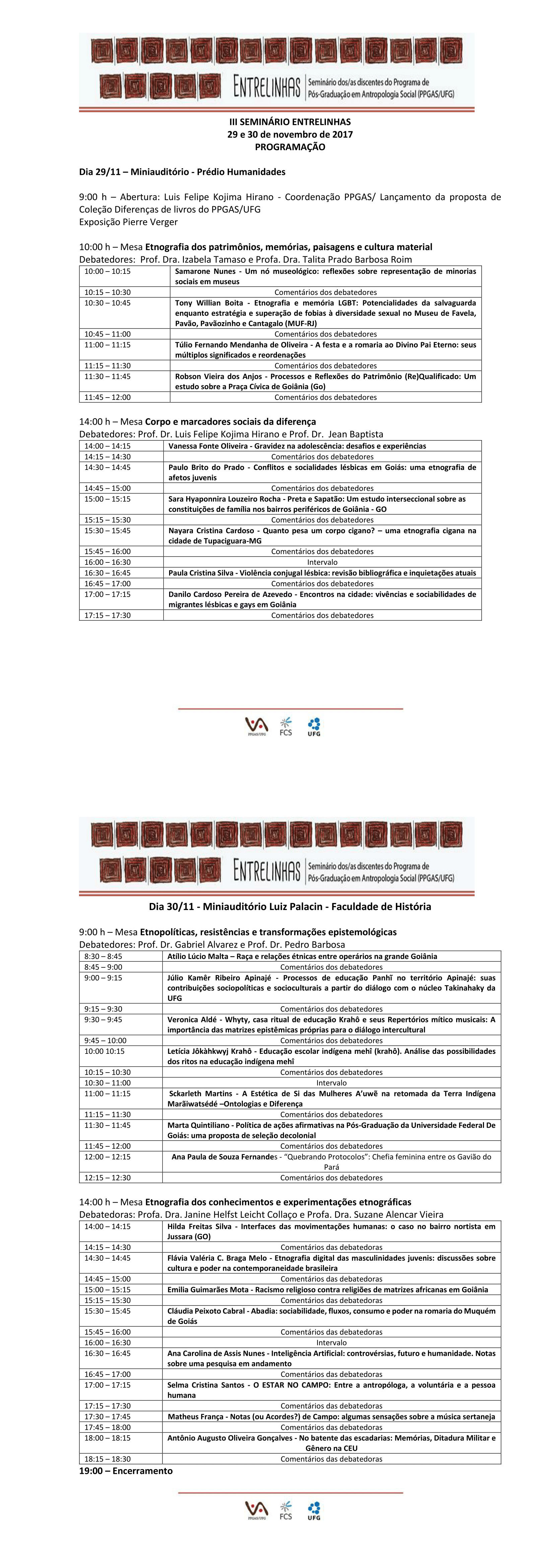 Programação do Entrelinhas merge