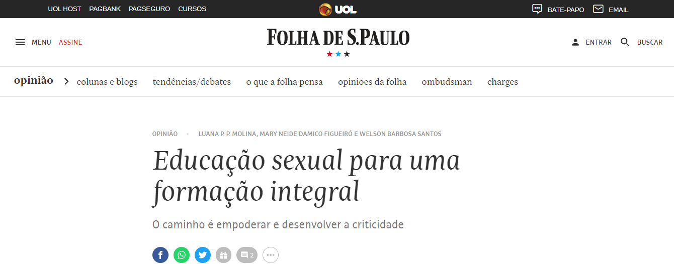 Matéria Folha de São Paulo