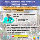 Defesa de memorial para promoção a Professor Titular - Prof. Marcelo Rodrigues Mendonça (IESA/UFG)
