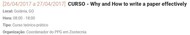 Curso: Why & How To Write A Paper Effectively