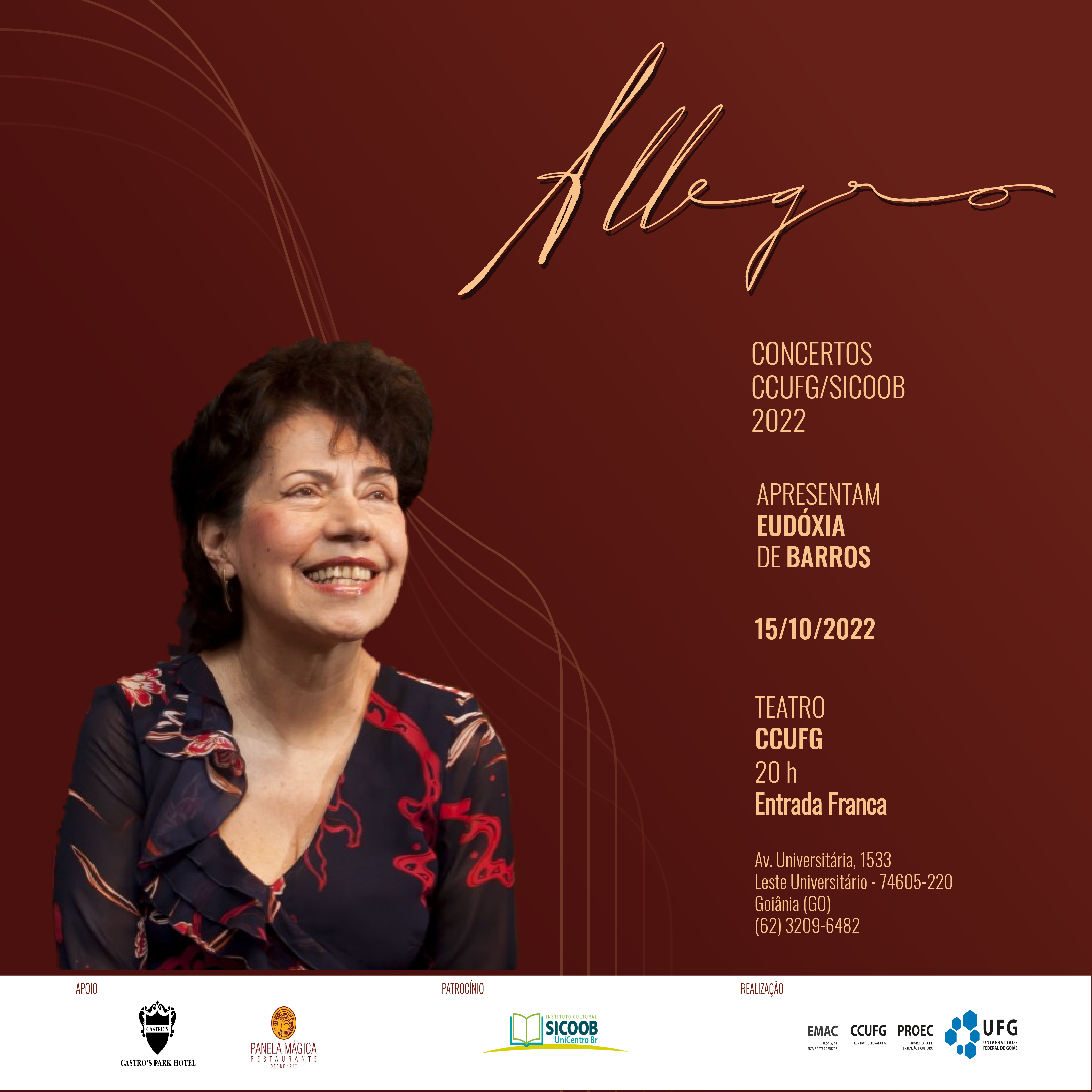Eudóxia de Barros se apresenta no Teatro CCUFG