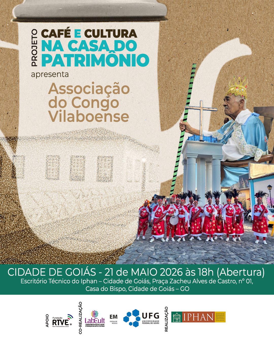 banner do projeto CAFÉ E CULTURA NA CASA DO PATRIMÔNIO
