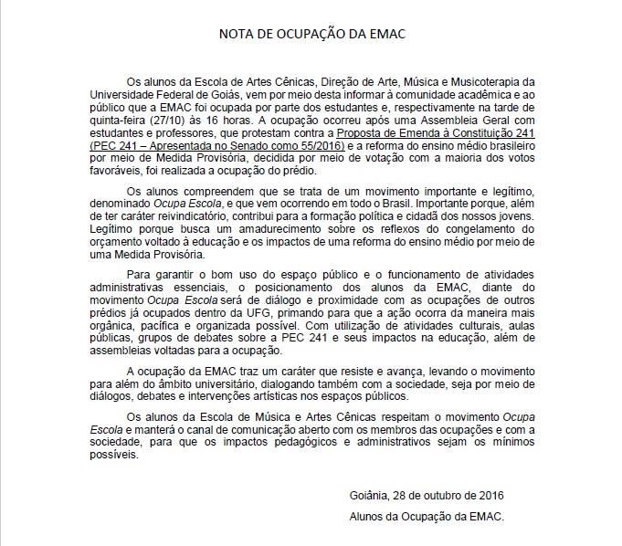 Nota de Ocupação