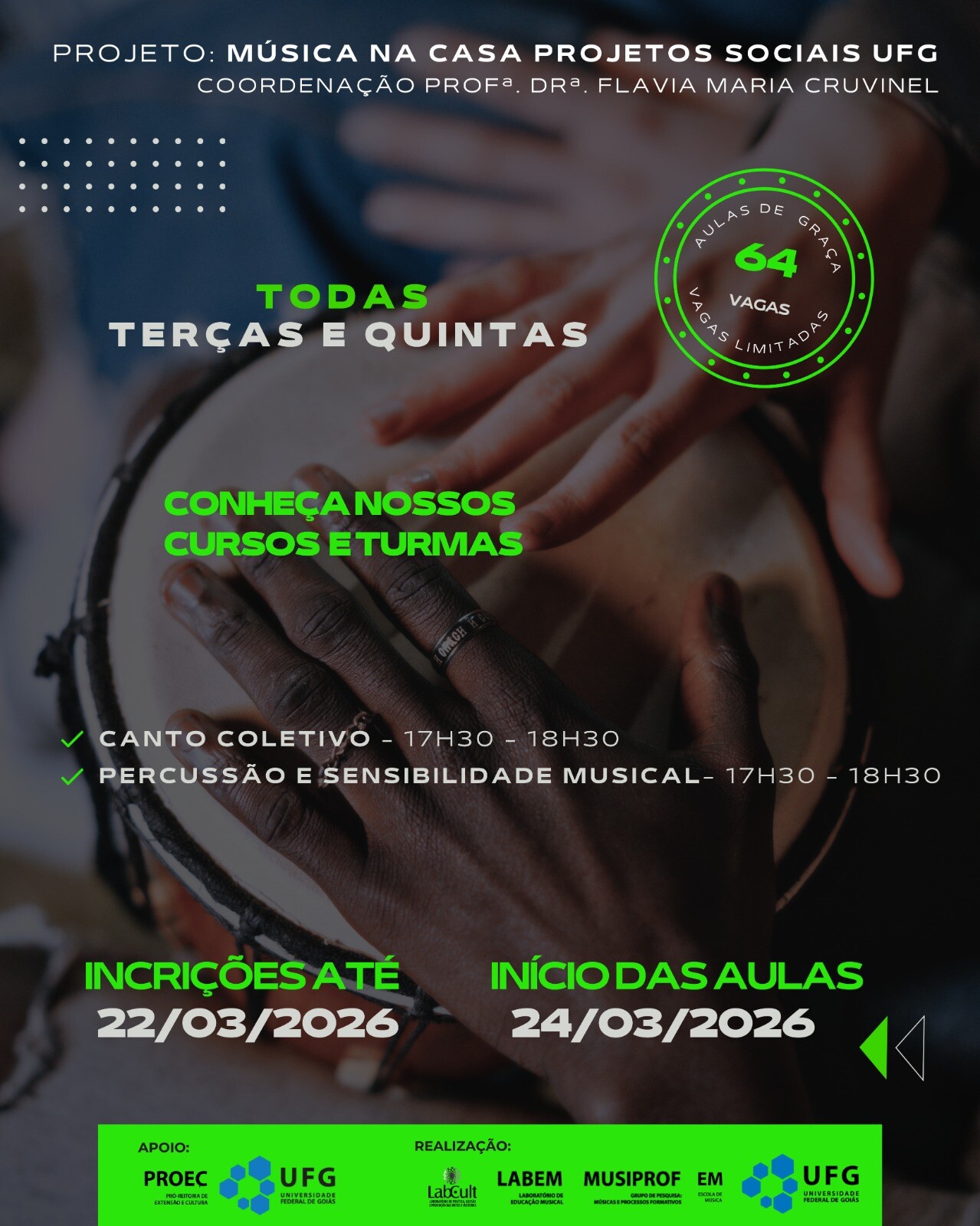 música na casa de projetos sociais março 2026 STORY