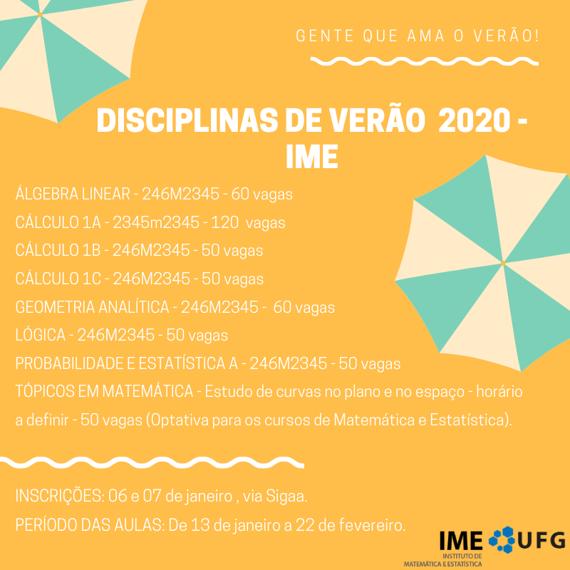 Disciplinas verão 2020