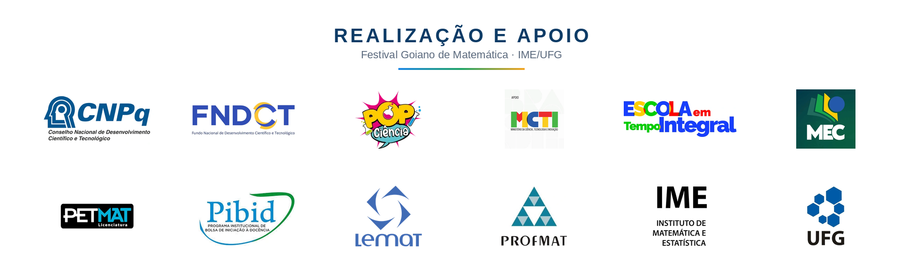 Apoios do Festival Goiano de Matemática