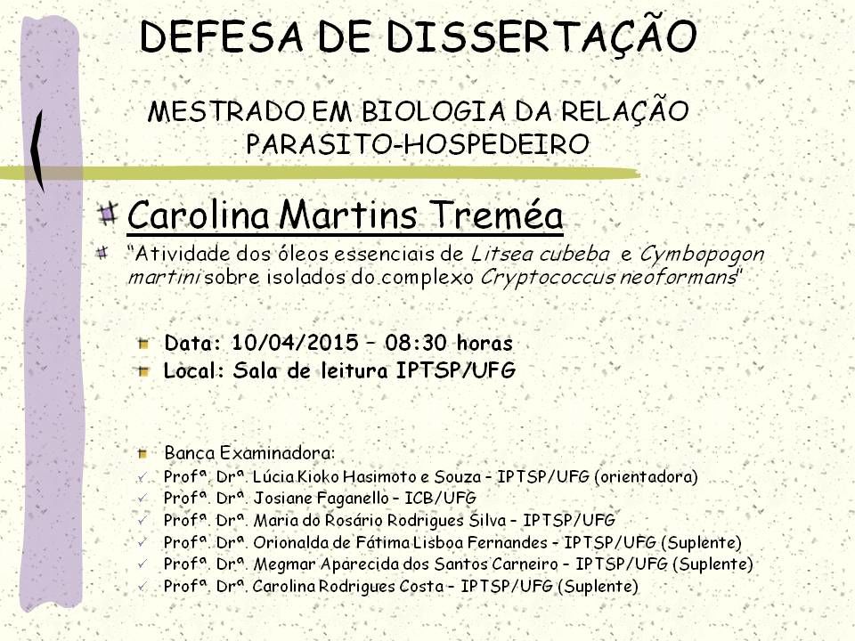 Cartaz defesa Carolina Tremea
