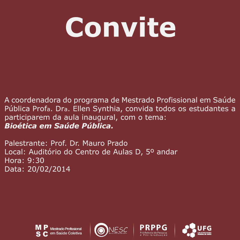 Aula Inaugural, dia 20/02