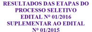 DIVULGAÇÃO
RESULTADOS DAS ETAPAS DO PROCESSO SELETIVO2