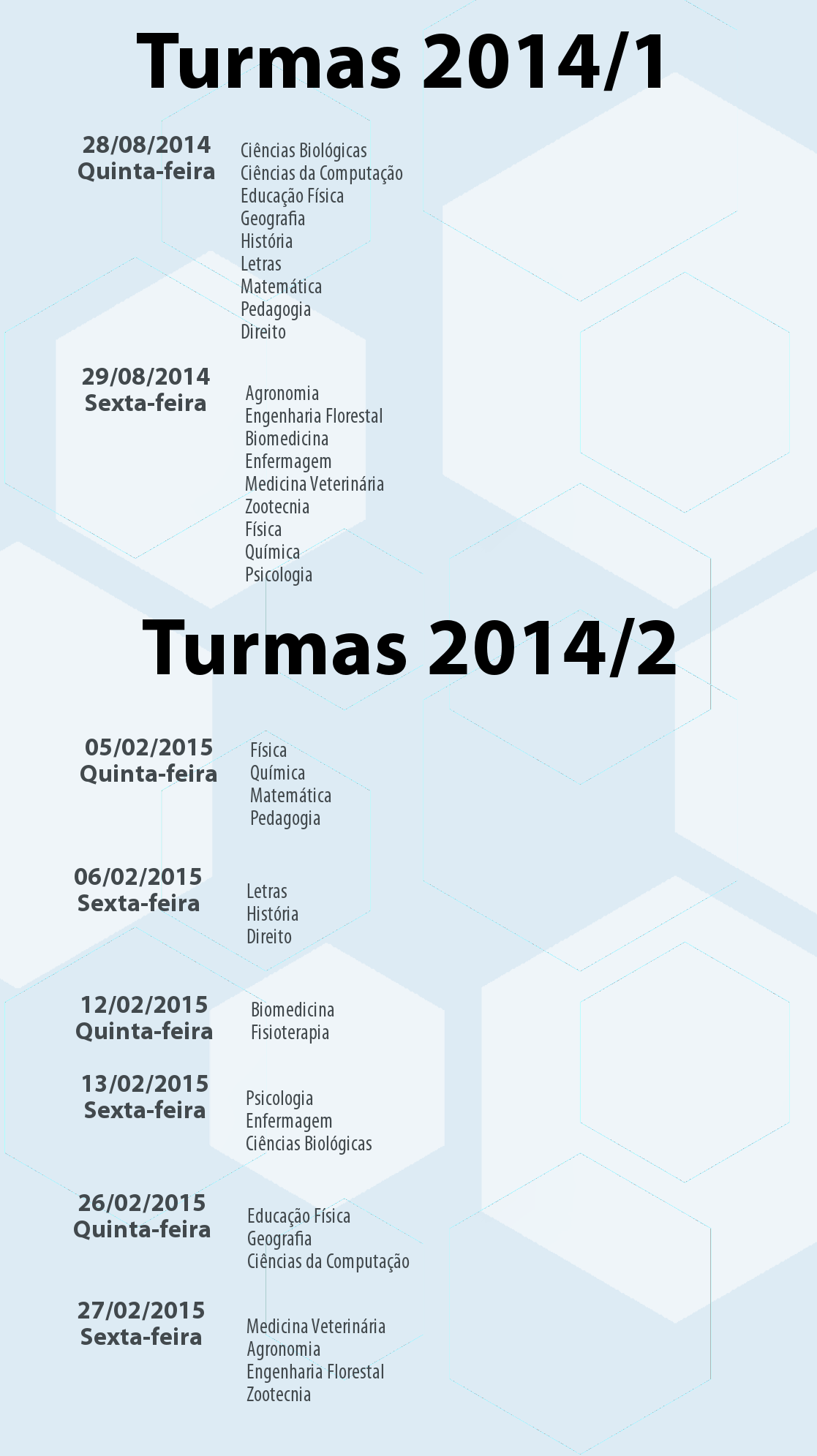 Calendário das Colações de Grau 2014