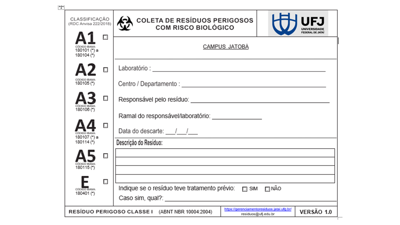 rotulo resíduo infectante
