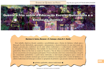 Quente e frio: sobre a educação escolar quilombola e o ensino de química Quente e frio: sobre a educação escolar quilombola e o ensino de química