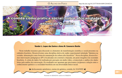 A comida como prática social: sobre africanidades no ensino de Química A comida como prática social: sobre africanidades no ensino de Química
