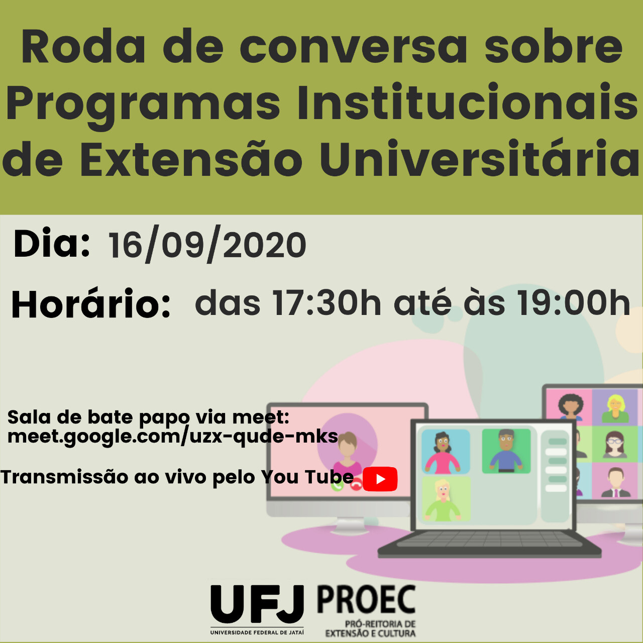 Roda de conversa sobre Programas Institucionais de Extensão Universitária