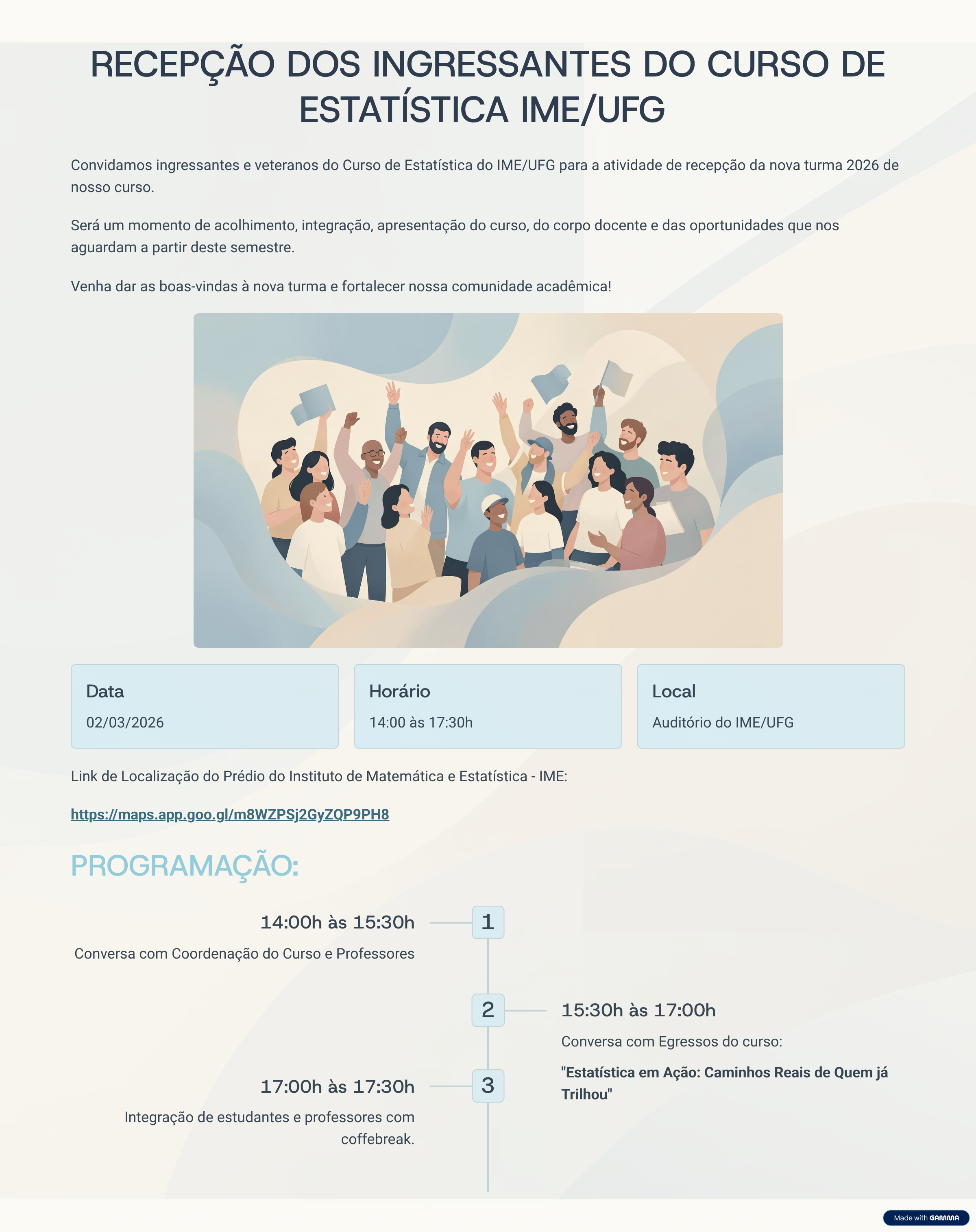 Convite Recepção Ingressantes 2026 - figura