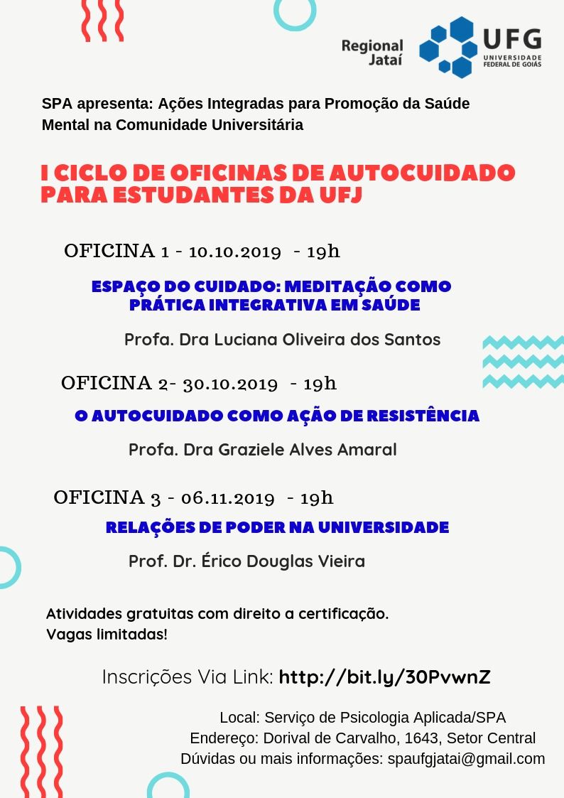 I Ciclo de Oficinas de Autocuidado para Estudantes da UFJ