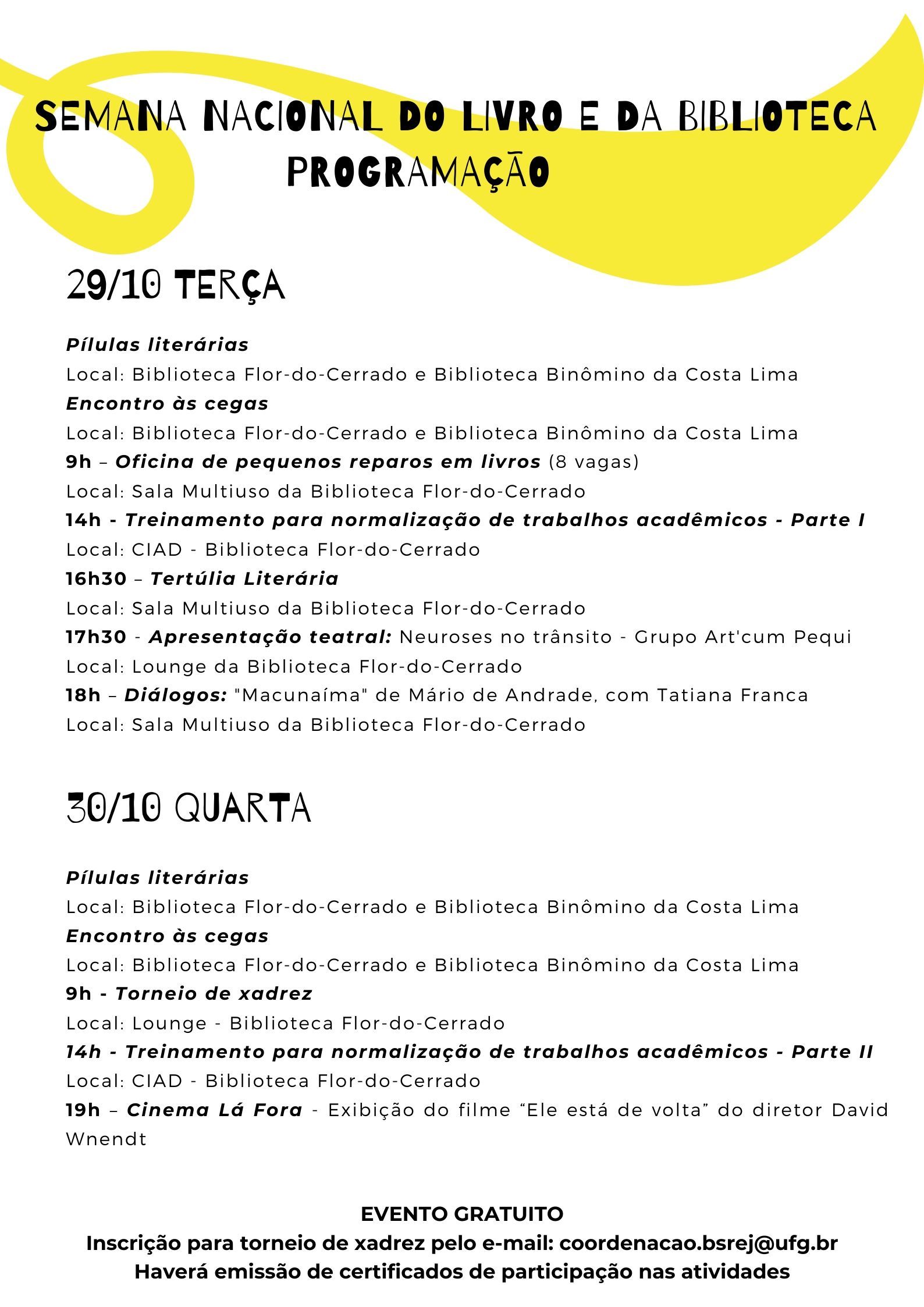Semana Nacional do Livro e da Biblioteca 2019