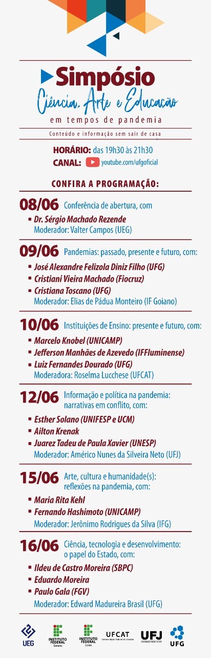 Programação Simpósio Ciência, Arte e Educação
