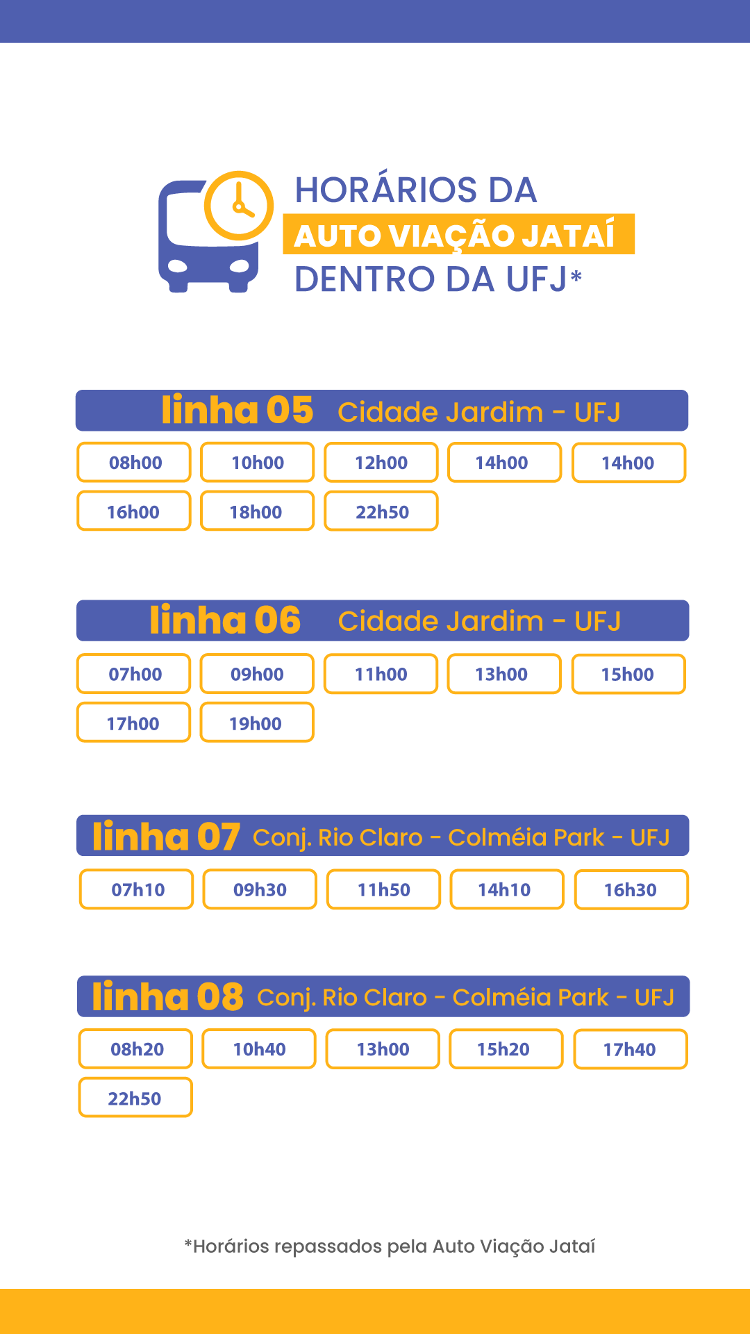 Horário ônibus AVJ na UFJ