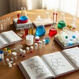 materiais de química e livros