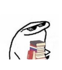 Caricatura pessoa livros maos