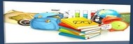 Quadro com imagem de material escolar