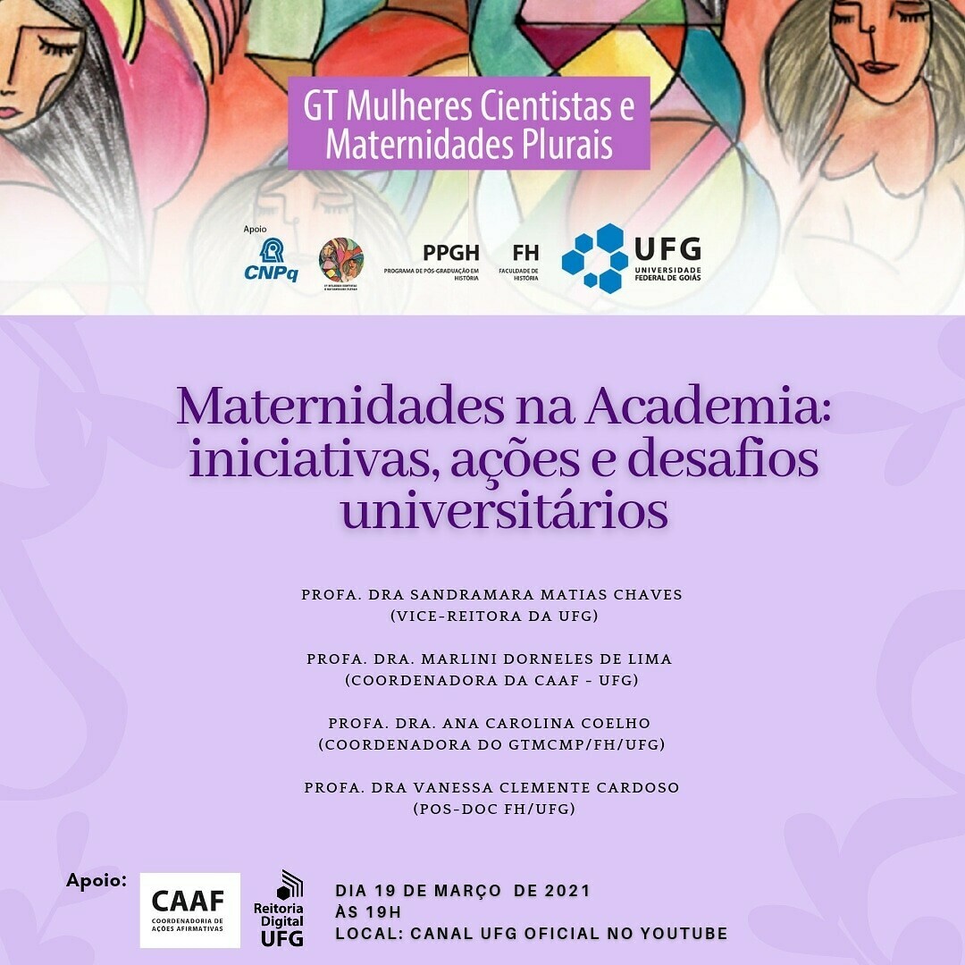 Cartaz Maternidades na academia iniciativas ações e desafios nas IFES