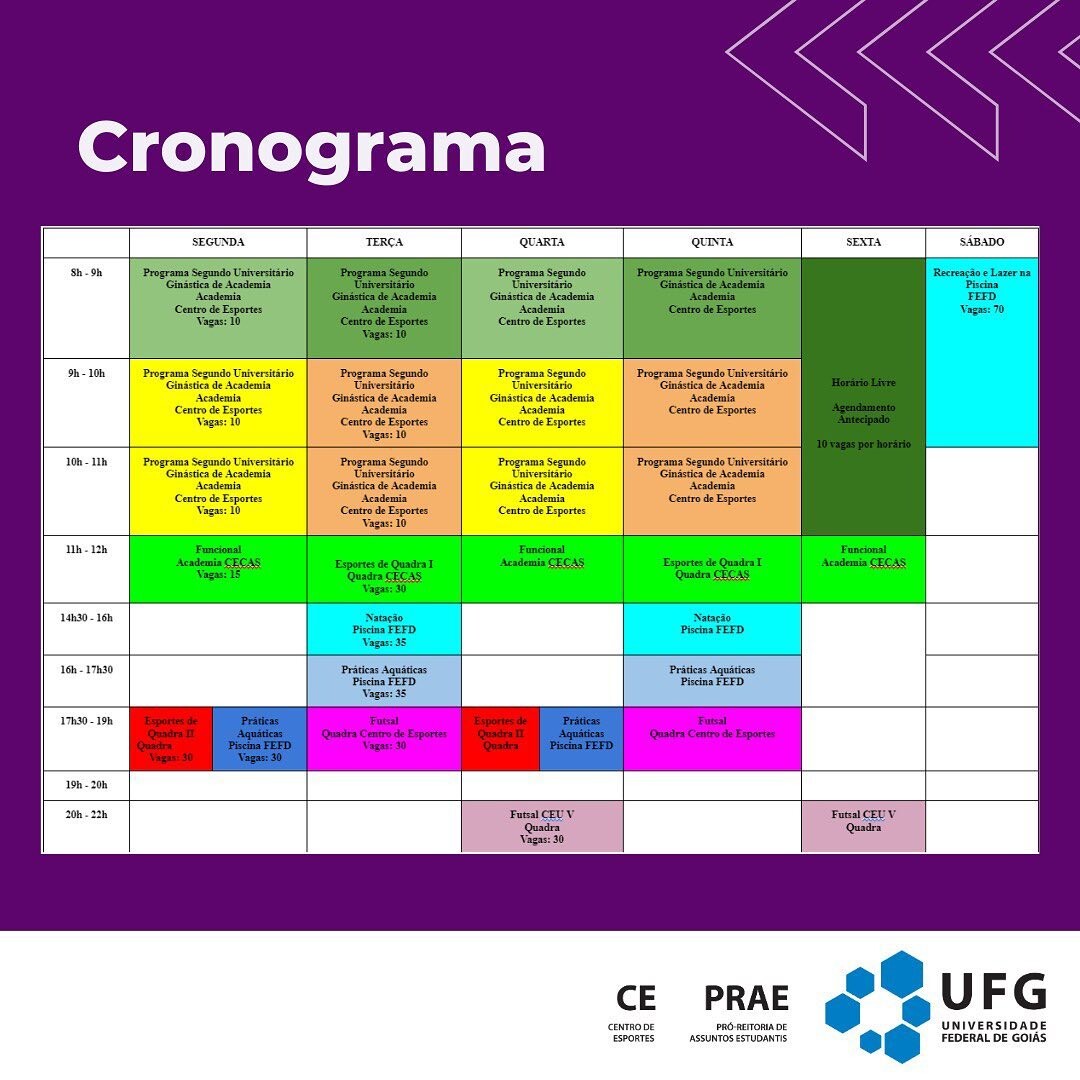 Cronograma Praticas esportivas UFG 2023_1