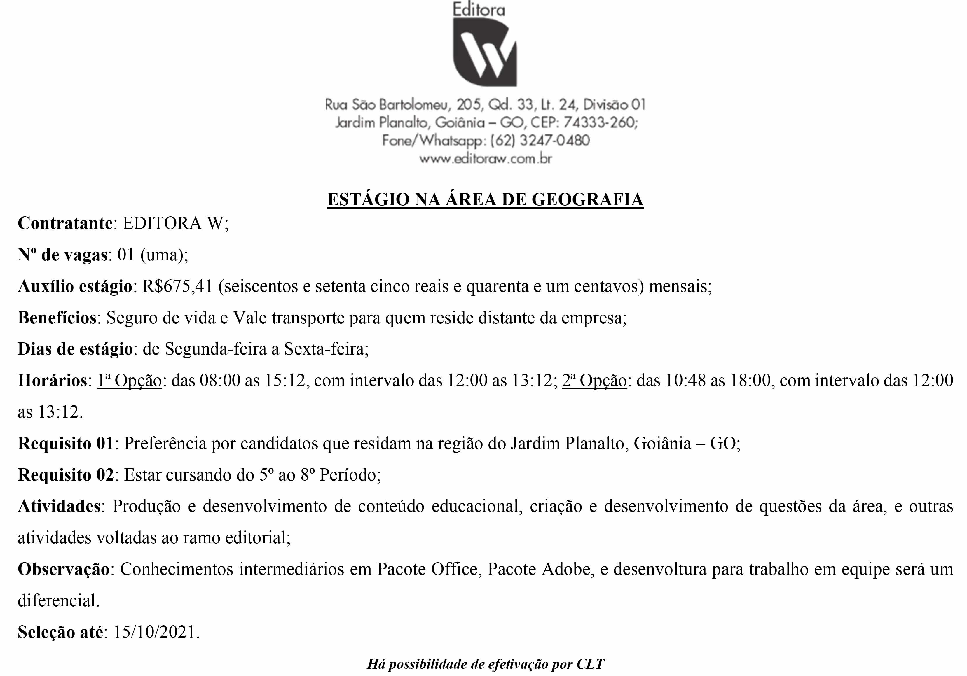Estágio em Geografia Editora W