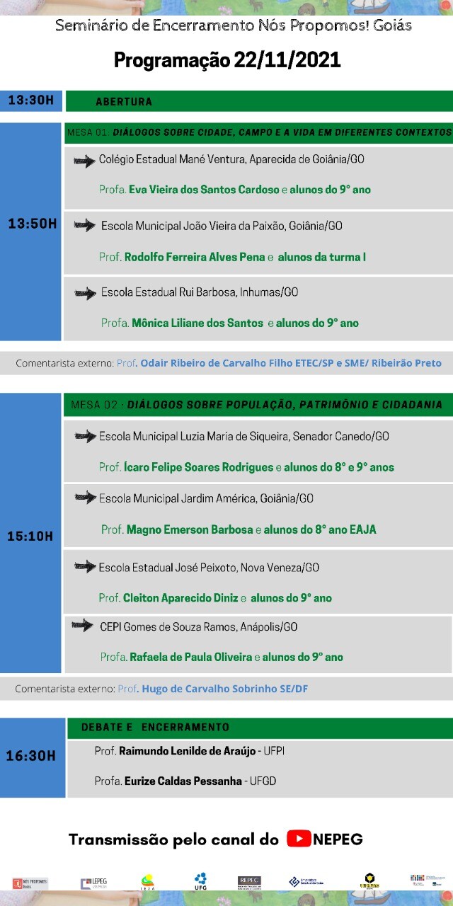 Programação do Seminário nos Propomos Goiás