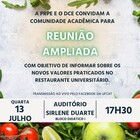 PRPE promove Reunião Ampliada sobre novos valores praticados no RU