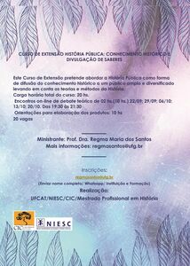 curso de extensão HISTÓRIA PÚBLICA: CONHECIMENTO HISTÓRICO E DIVULGAÇÃO DE SABERES curso de extensão HISTÓRIA PÚBLICA: CONHECIMENTO HISTÓRICO E DIVULGAÇÃO DE SABERES