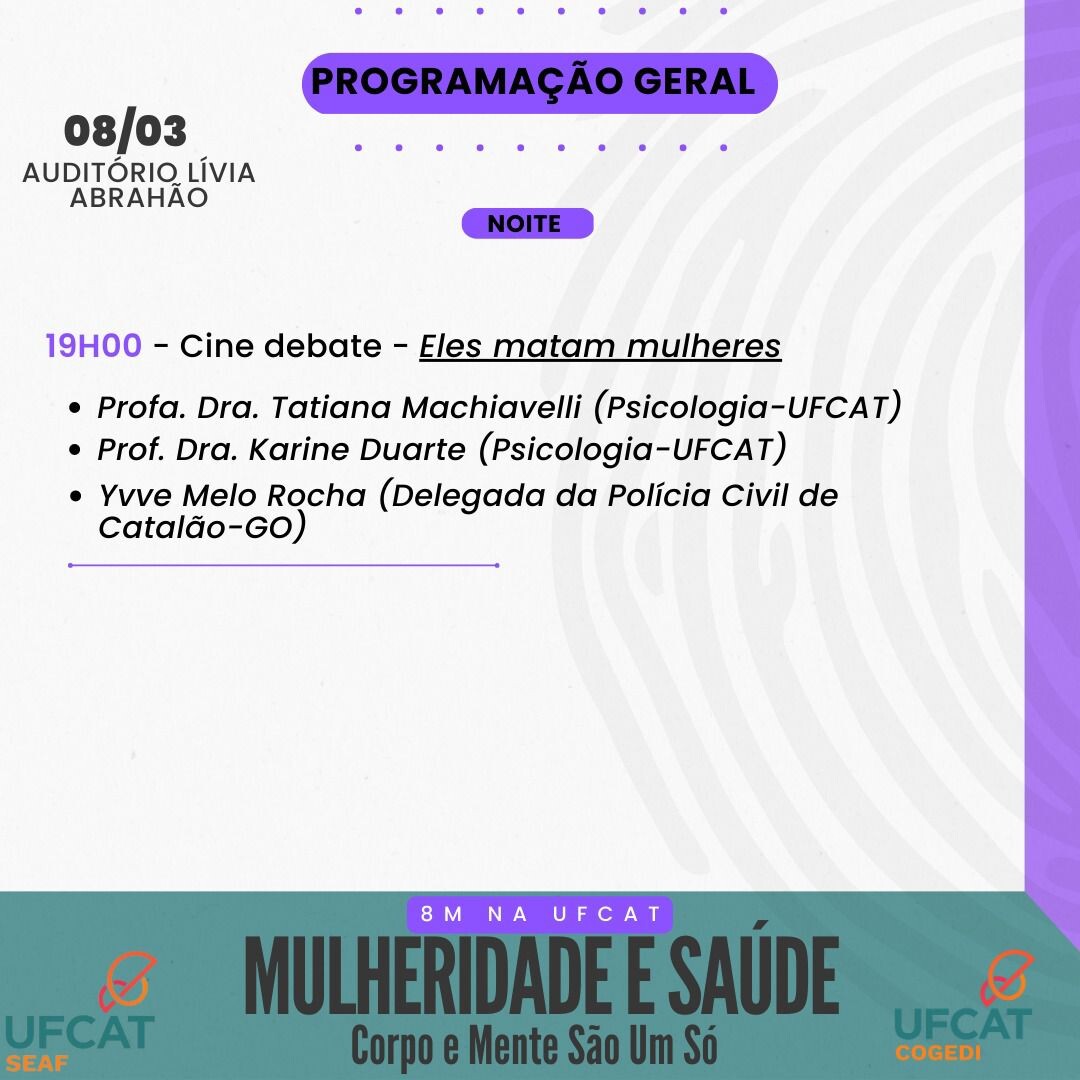 8M na UFCAT - Mulheridade e Saúde - Programação