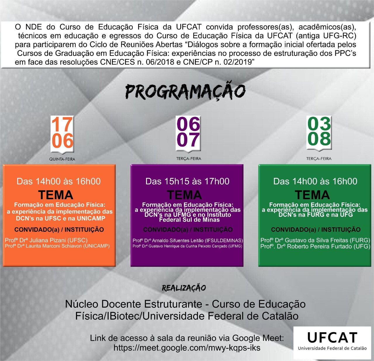 NDE do curso de Educação Física promove ciclo de reuniões abertas visando reestruturação de seu PPC