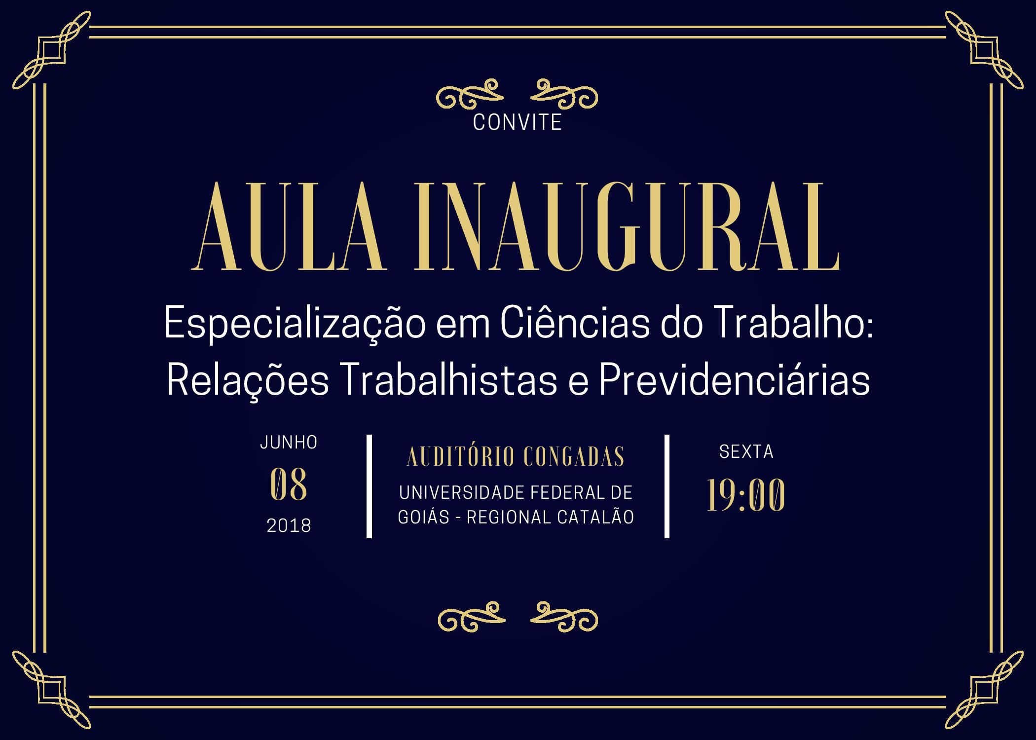 Aula Inaugural - Especialização em Ciências do Trabalho 