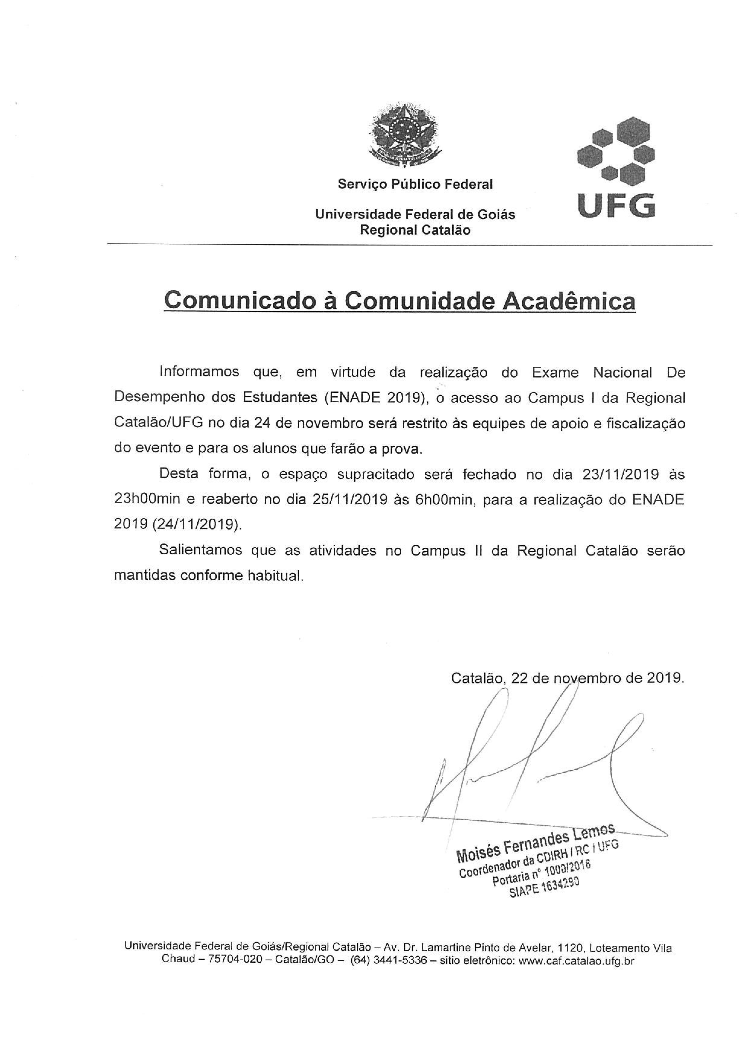  COMUNICADO ENADE 2019