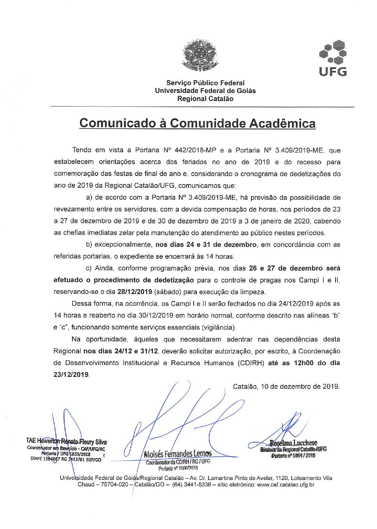  Comunicado - Final de Ano