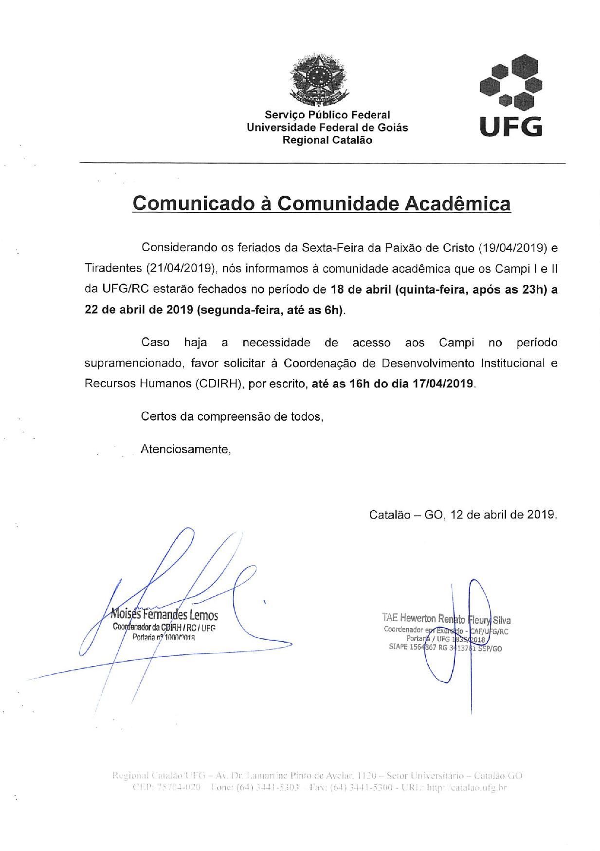  Comunicado Fechamento Campus