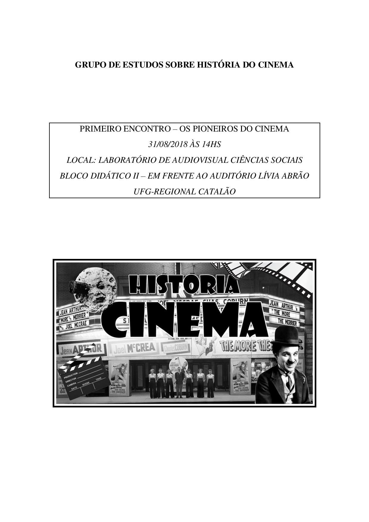 Grupo de estudos sobre História do Cinema realiza primeiro encontro