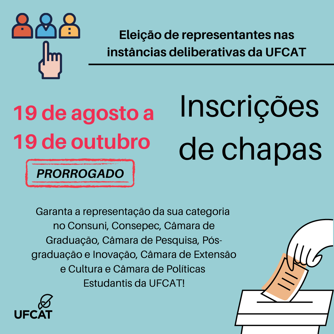 Prorrogadas inscrições de chapas para Eleição de Representantes nas instâncias deliberativas da UFCAT