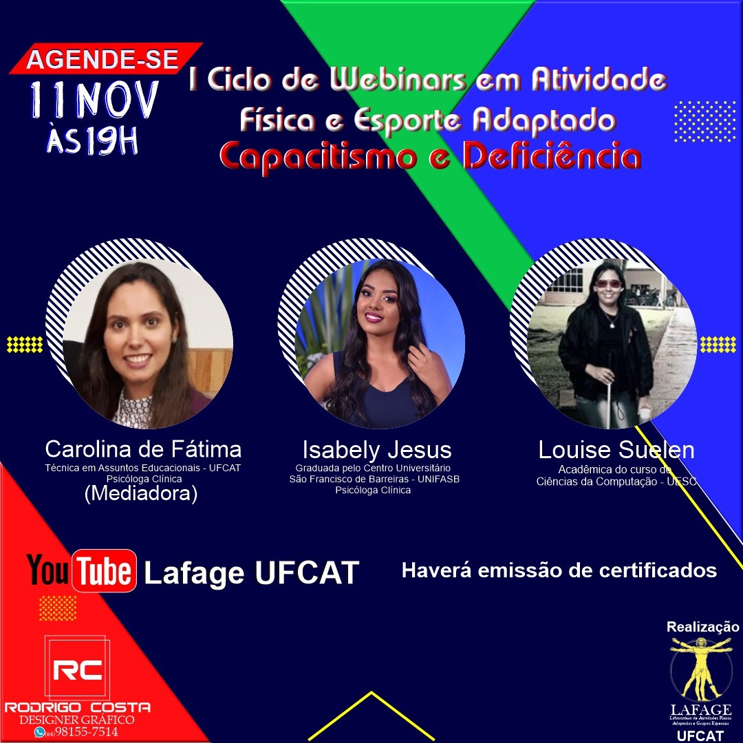 I Ciclo de Webinars em Atividade Física e Esporte Adaptado “Capacitismo e Deficiência”